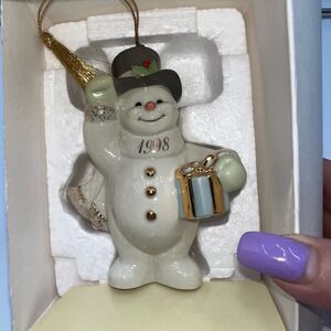 Lenox Dated 1998 Collectible Snowman Christmas Ornament